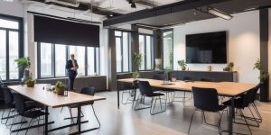 Modern office team collaborating during comprehensive sales training programs